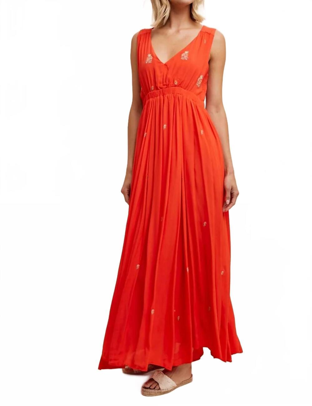 NEW IN-LOOM cassie all over embroidered maxi dress in red